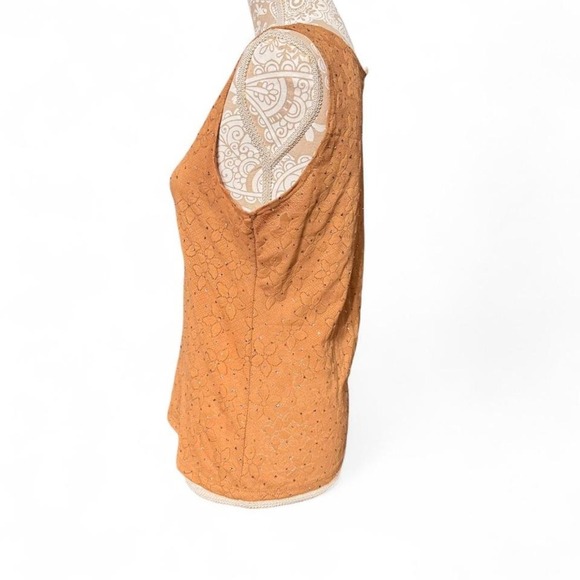 Orange USA Brown Beaded Floral Knit Tank Top Women's L Y2K Vintage Sleeveless - Picture 4 of 7